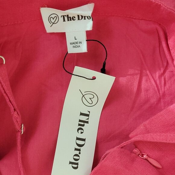 Seville Linen Mini Dress Raspberry Pink Sleeveless Adjustable Straps The Drop L - Picture 6 of 8